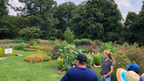 Staff member gives tour to visitors