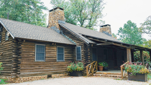The Log Cabin at Rutgers Gardens can be rented for private events.